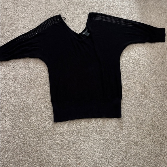 White House Black Market Black Knit Sequin Top size medium - Picture 3 of 8
